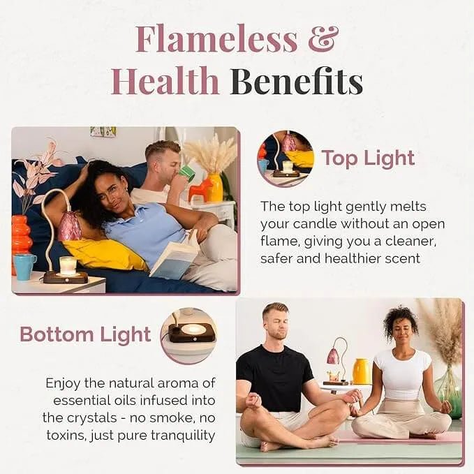 Rose Quartz Crystals & Candle Warming Lamp Set - CRYSTALAX (Owned by LuxyNest FZE) - KM-Y0DA-LHT1