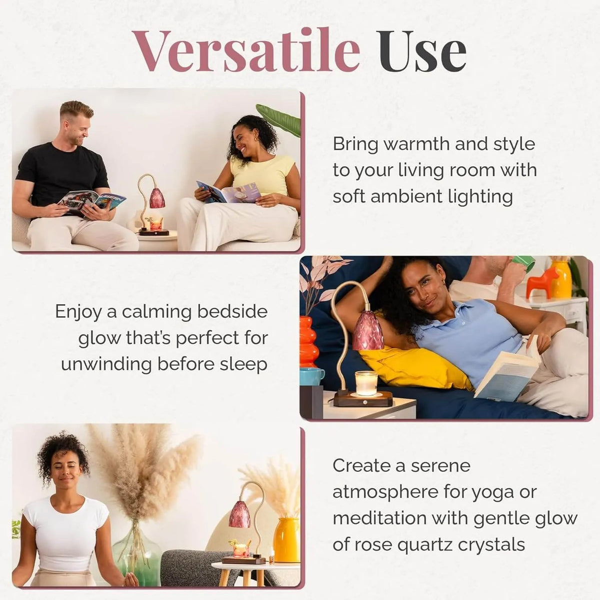 Rose Quartz Crystals & Candle Warming Lamp Set - CRYSTALAX (Owned by LuxyNest FZE) - KM-Y0DA-LHT1