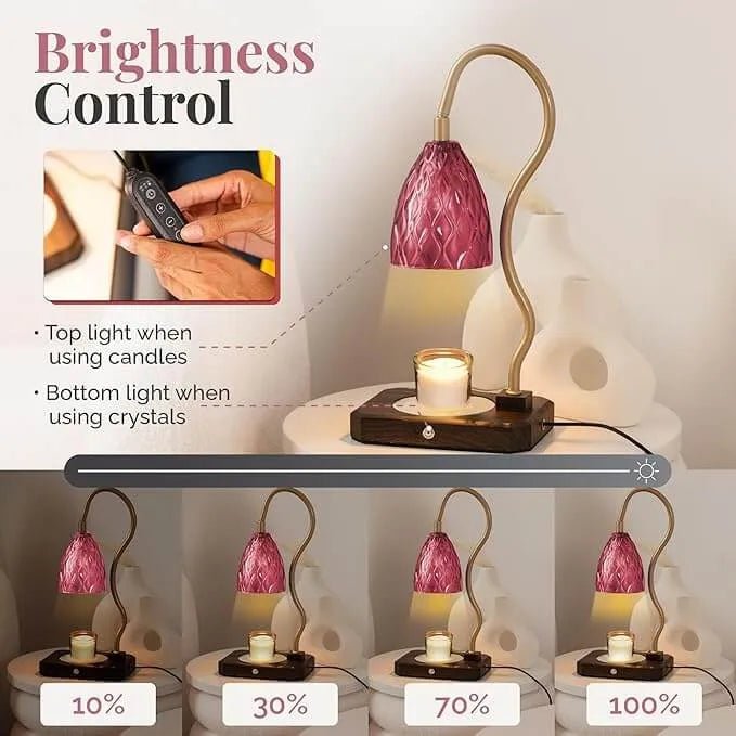 Rose Quartz Crystals & Candle Warming Lamp Set - CRYSTALAX (Owned by LuxyNest FZE) - KM-Y0DA-LHT1