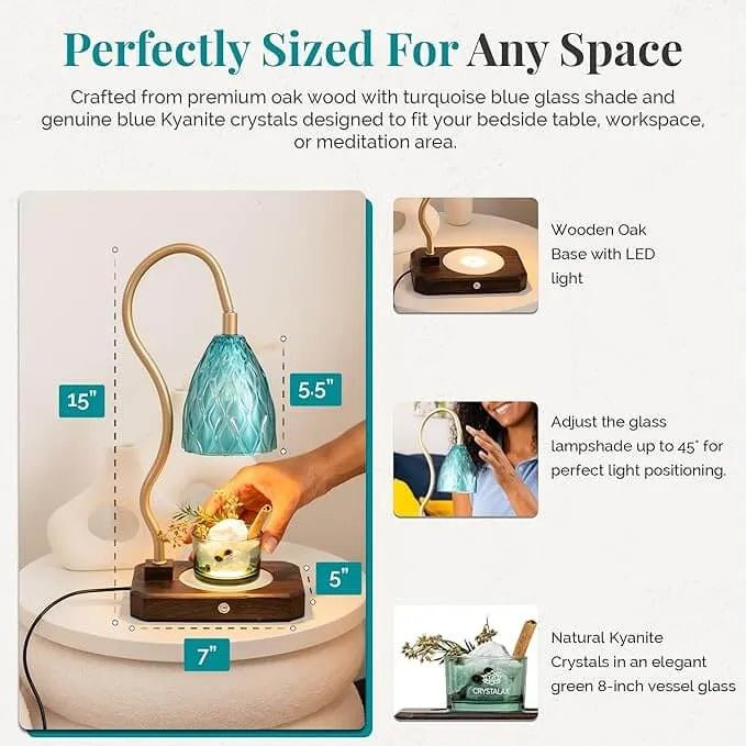 Blue Kyanite Crystals & Candle Warming Lamp Set - CRYSTALAX (Owned by LuxyNest FZE) - NO-775P-D3NV